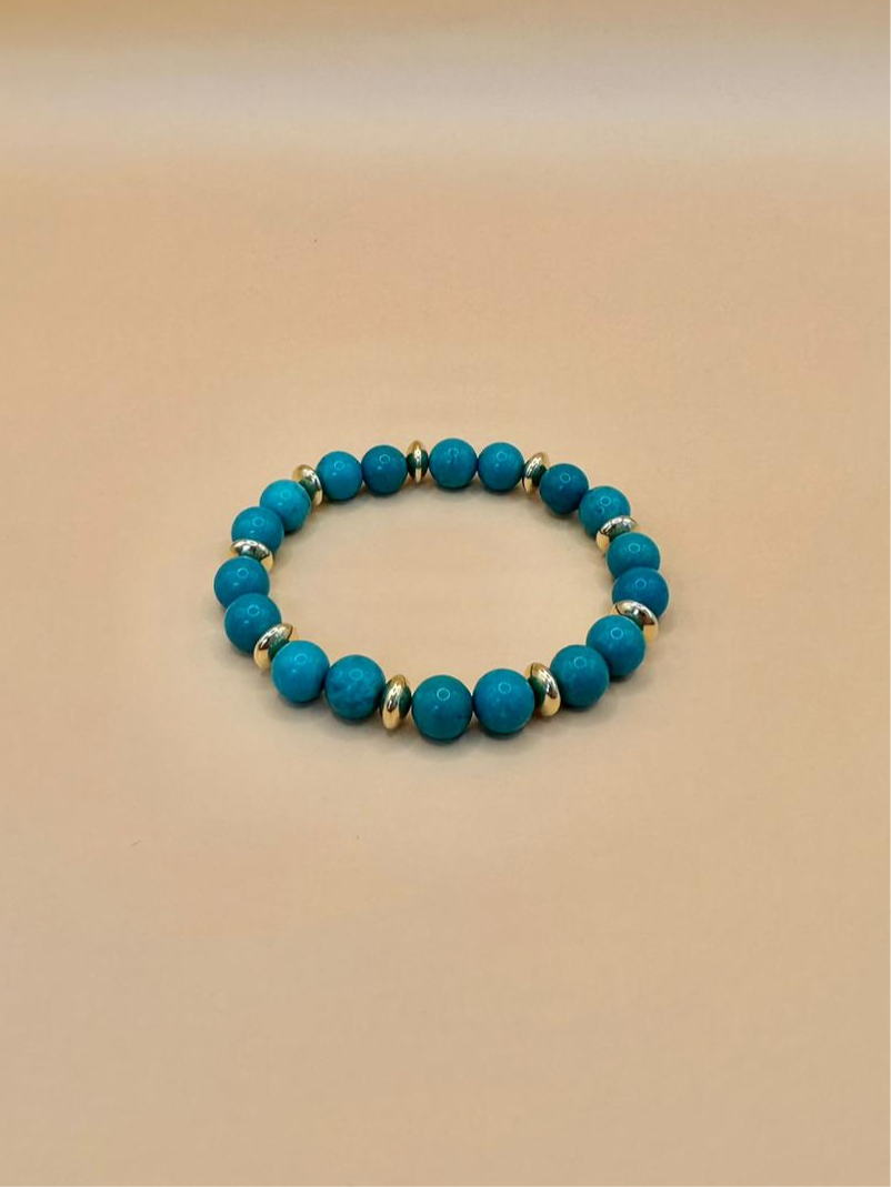 ARMBAND TÜRKIS MIT 9kt. GOLD (8mm)