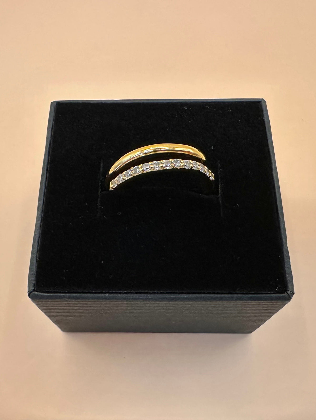 Offener Ring vergoldet mit Zirkonia