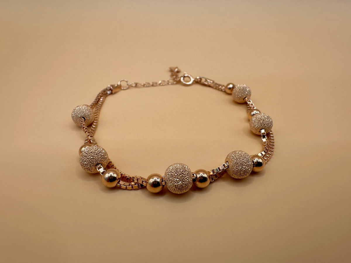 925 Silber Armband "Snowball" vergoldet (Roségold)