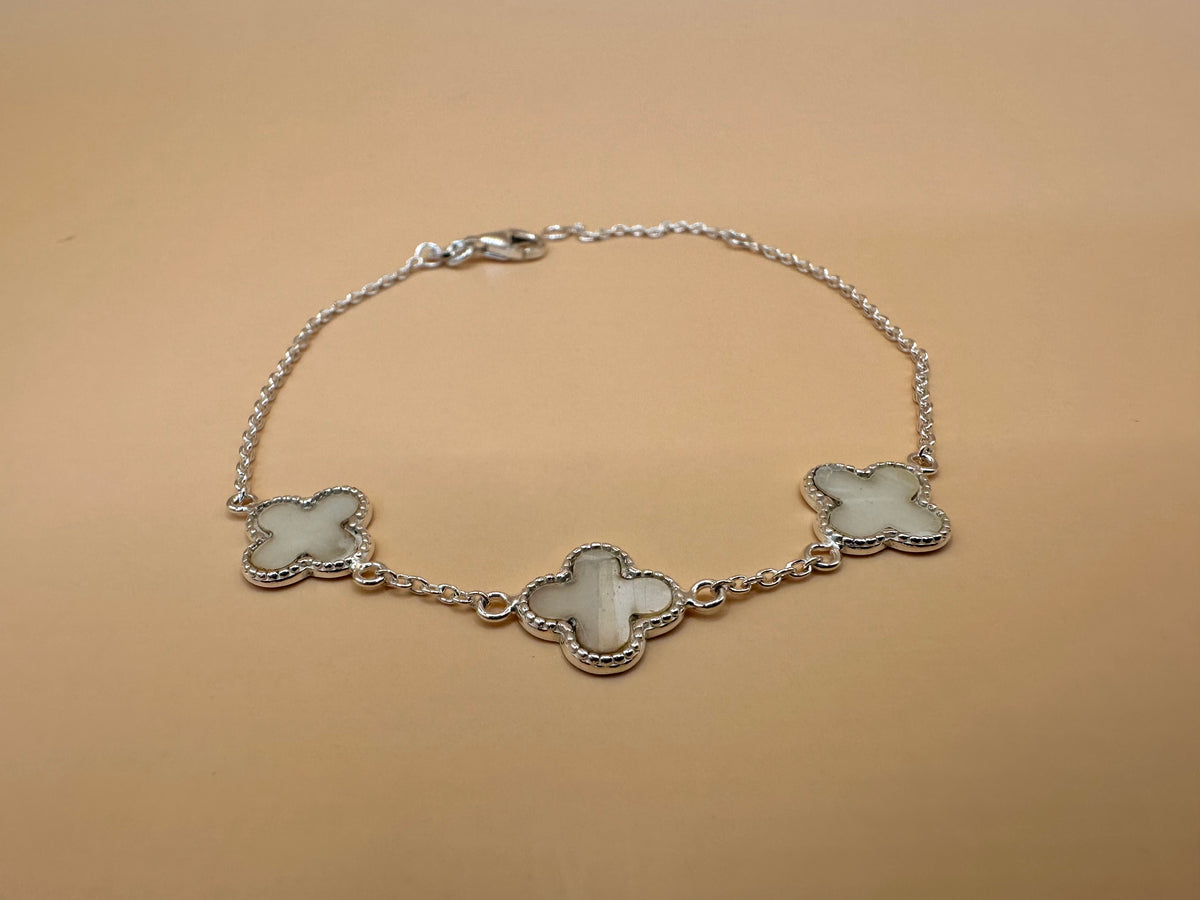 925 Silber Armband "Kleeblatt" mit Perlmutt