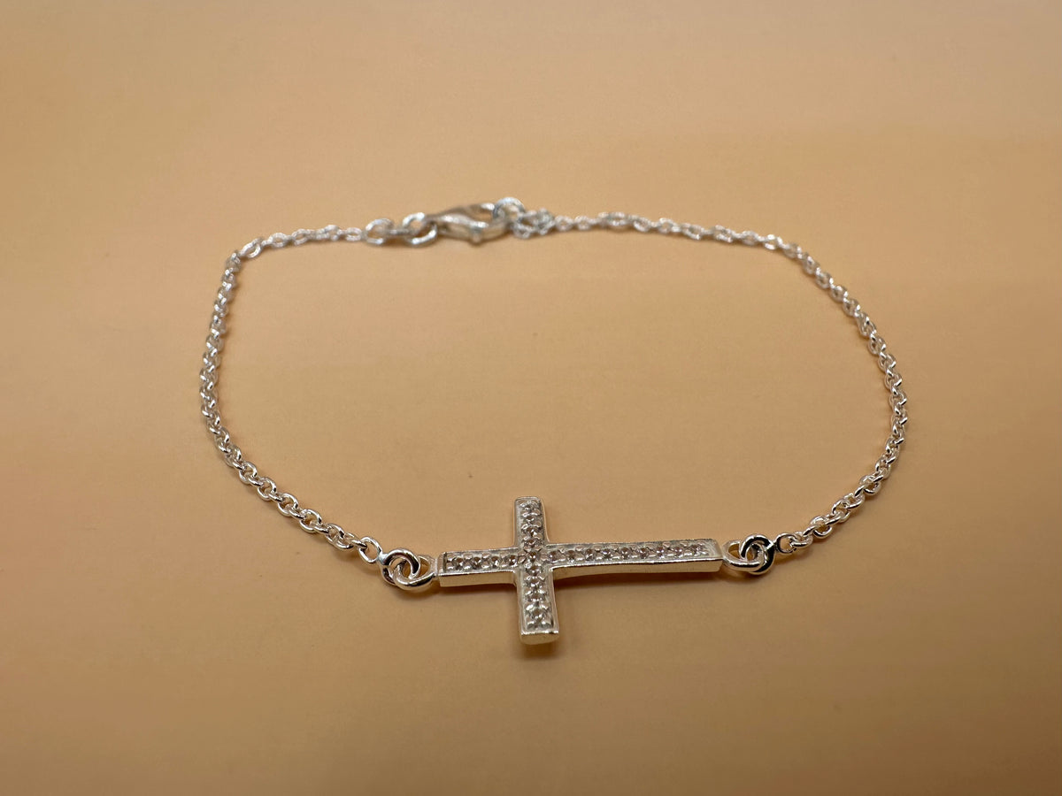 925 Silber Armband mit Kreuz und Zirkonia