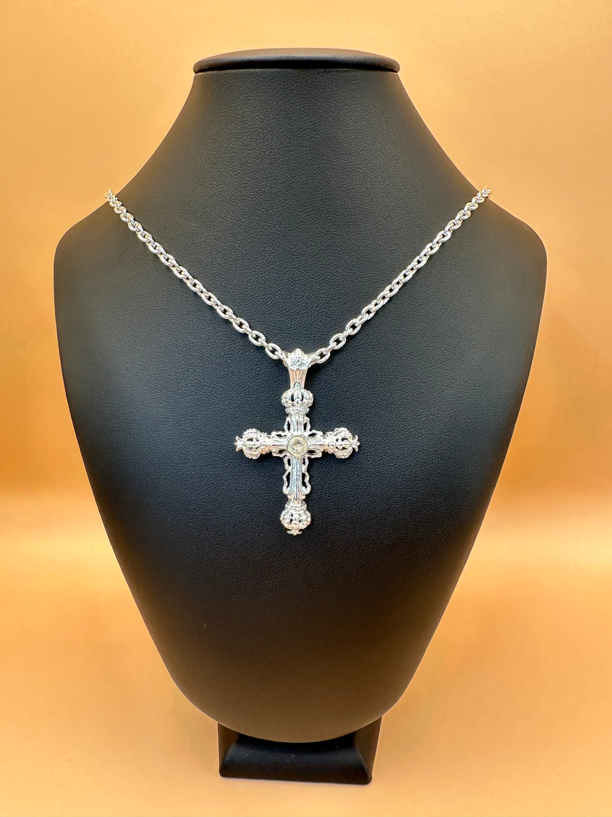 925 Silberkette mit Silber Kreuz und Zirkonia Stein als Anhänger