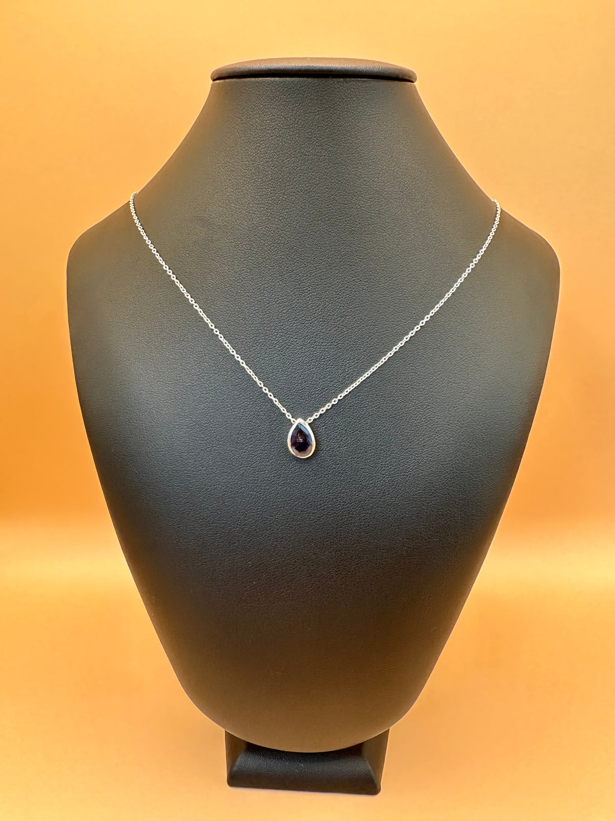 925 Silberkette mit Amethyst Tropfen als Anhänger