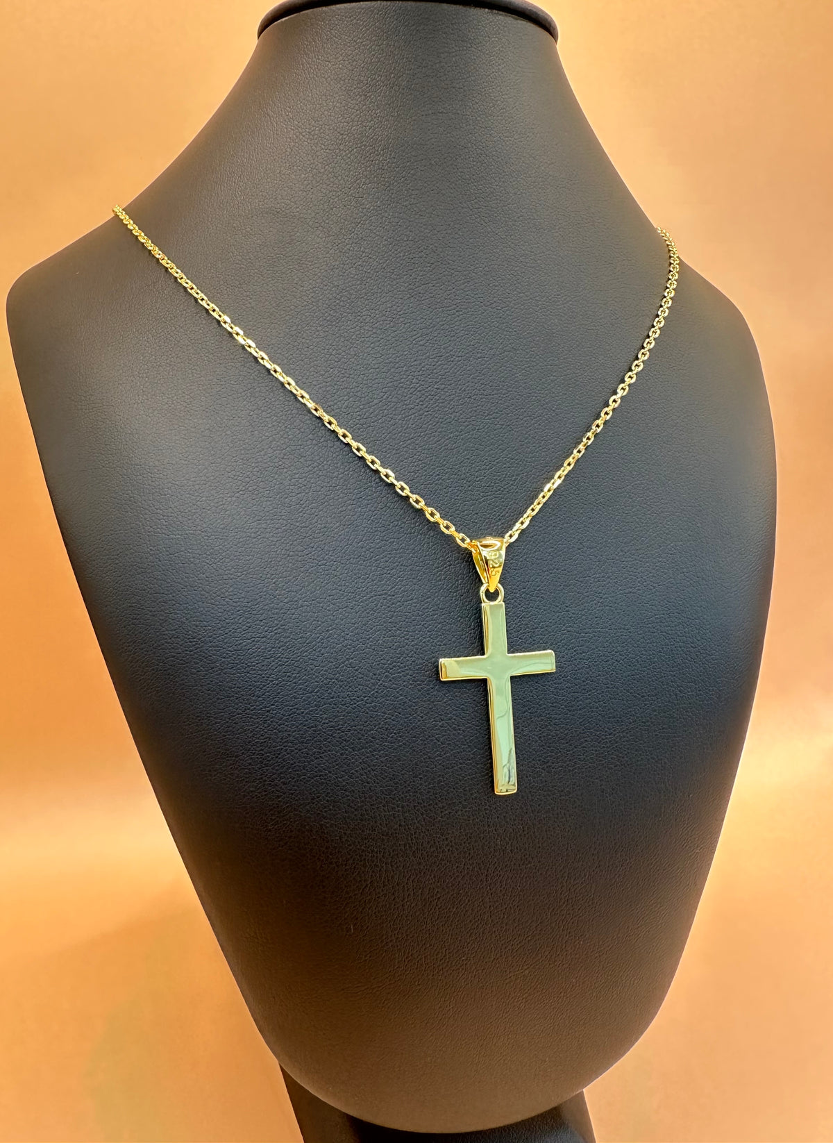 925 Silberkette vergoldet mit Kreuz als Anhänger