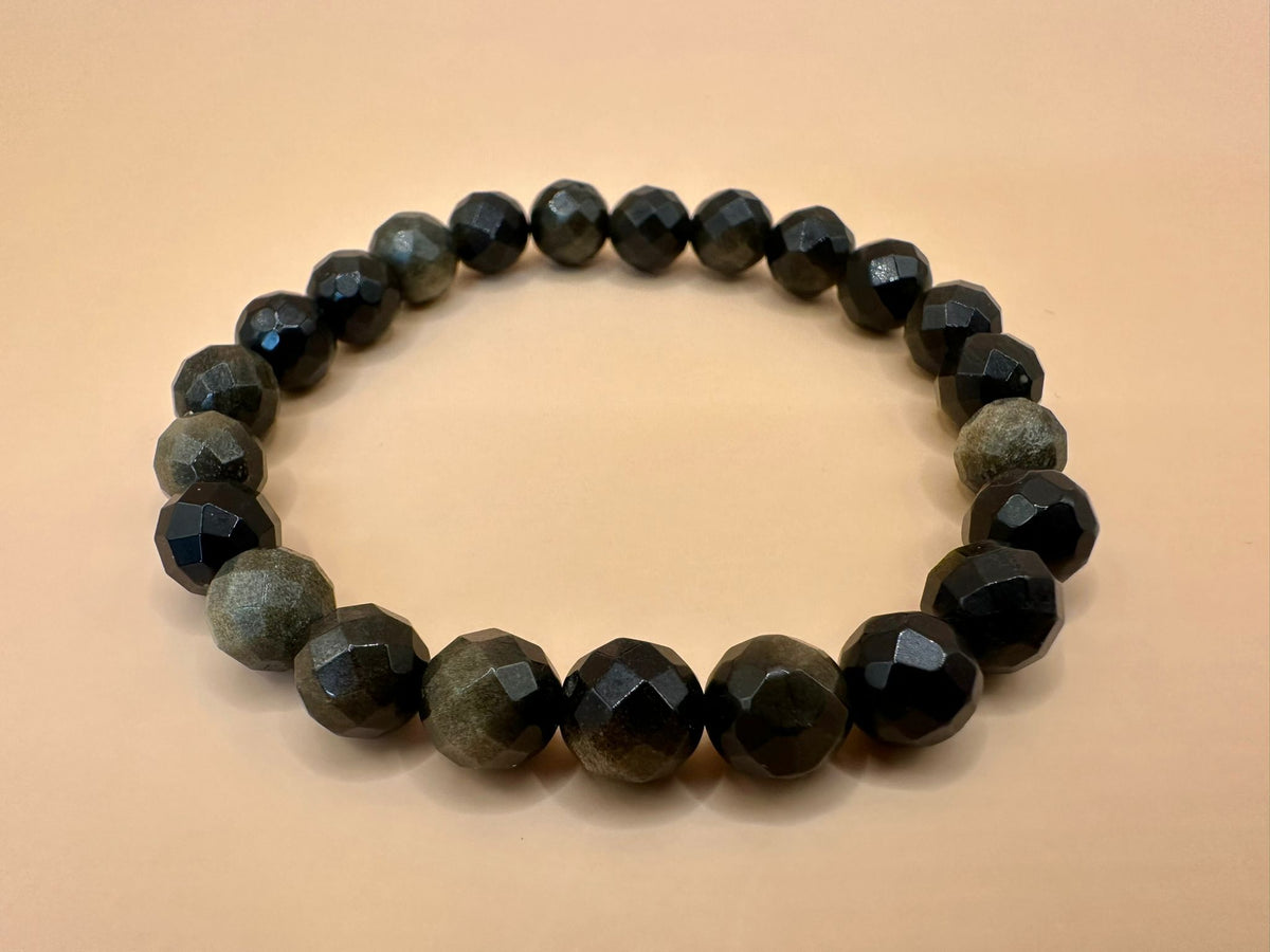 ARMBAND GOLDOBSIDIAN FACETTIERT (8mm)