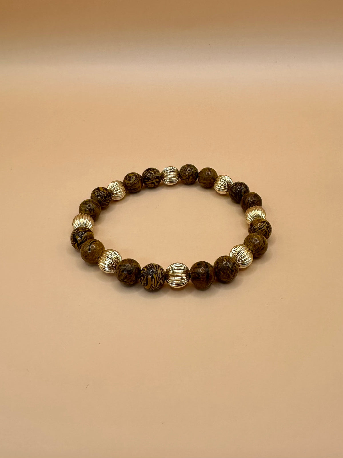 ARMBAND SCHLANGEN JASPIS MIT 9k GOLD (8mm)