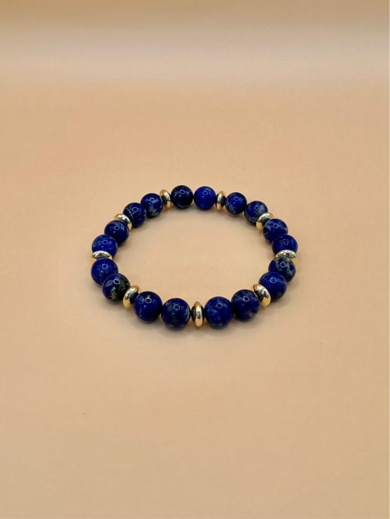 ARMBAND LAPISLAZULI MIT 9kt. GOLD (8mm)